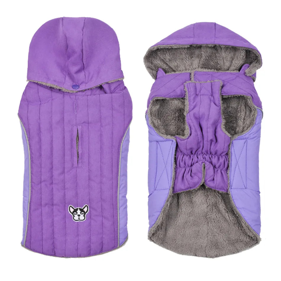 Thick Fleece Winter Dog Jacket – Reflective & Adjustable Coat