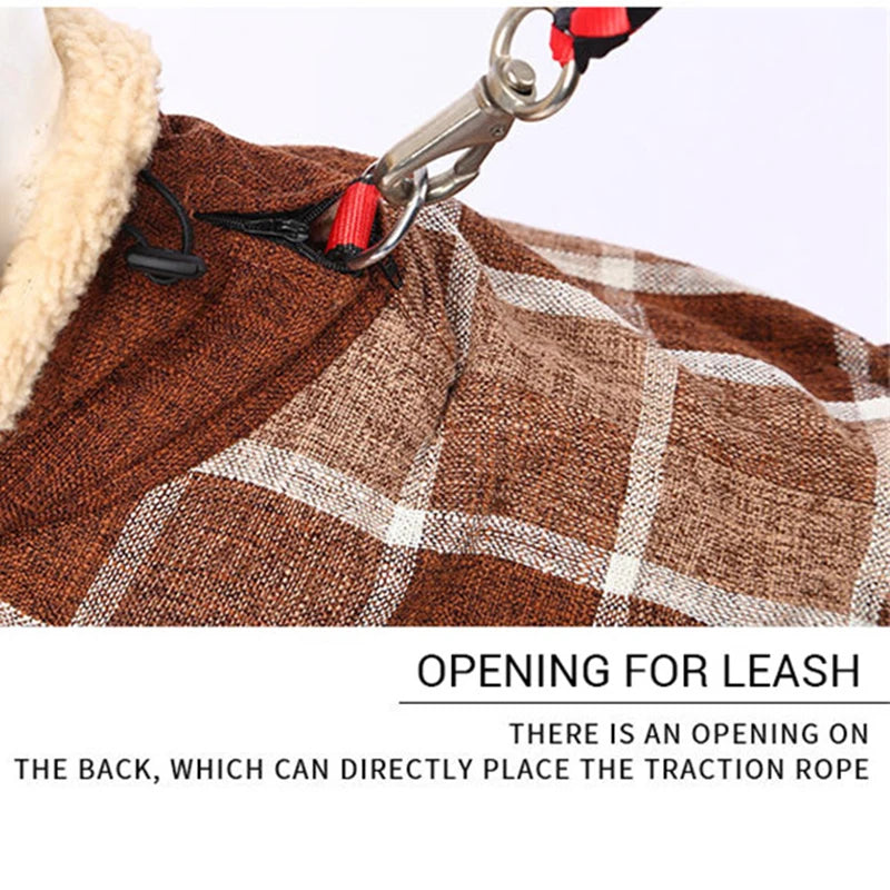 Plaid Winter Dog Jacket – Reflective & Windproof