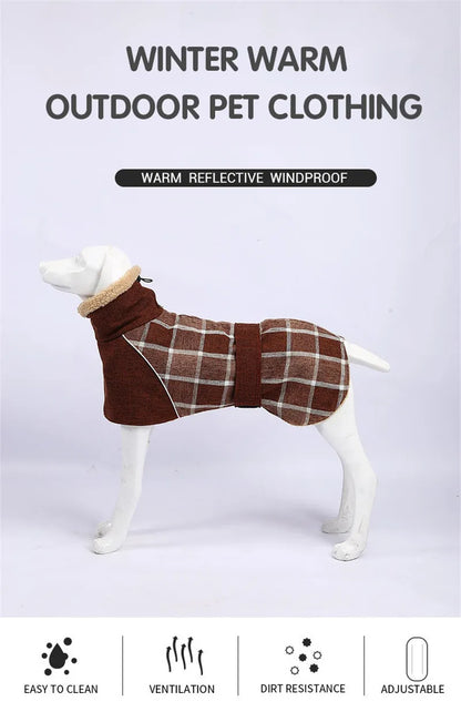 Plaid Winter Dog Jacket – Reflective & Windproof
