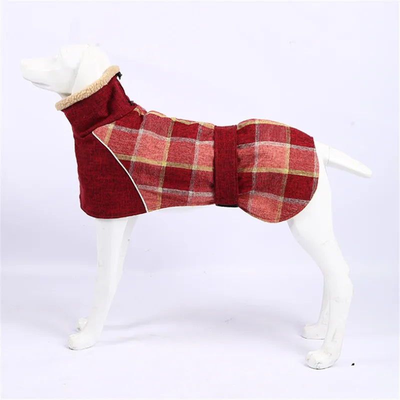 Plaid Winter Dog Jacket – Reflective & Windproof