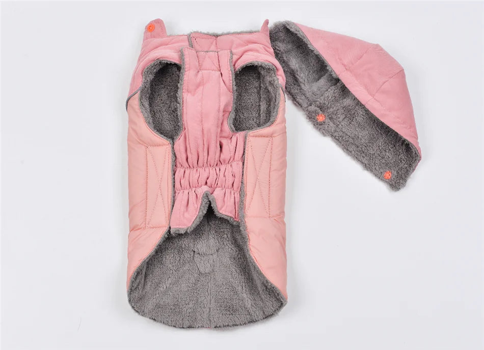 Thick Fleece Winter Dog Jacket – Reflective & Adjustable Coat