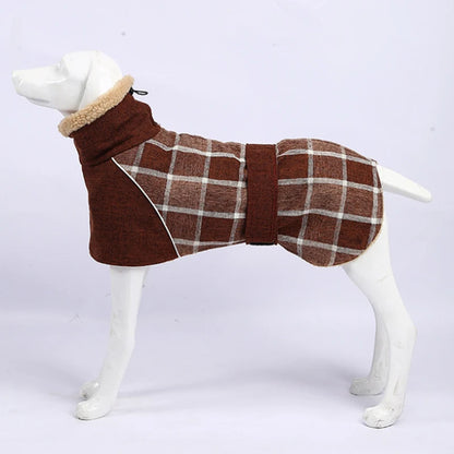 Plaid Winter Dog Jacket – Reflective & Windproof