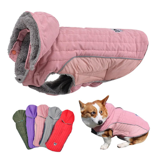 Thick Fleece Winter Dog Jacket – Reflective & Adjustable Coat