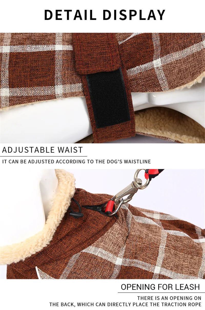 Plaid Winter Dog Jacket – Reflective & Windproof