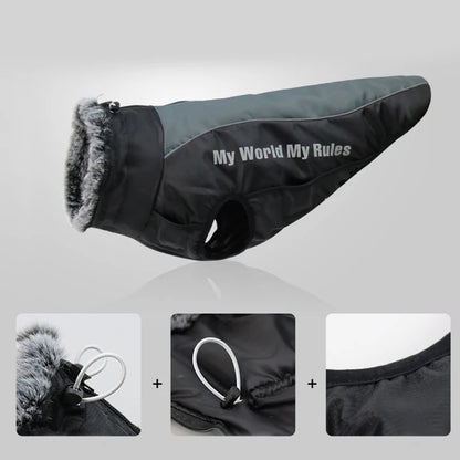 Winter Dog Coat with Harness – Warm Padded Jacket for Big Dogs
