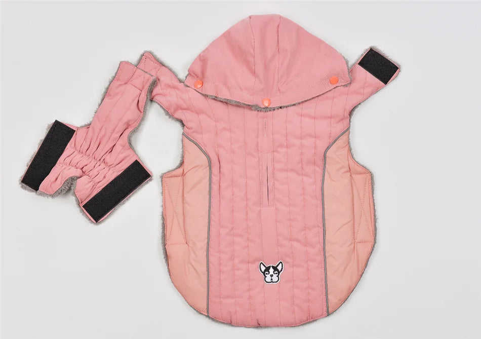 Thick Fleece Winter Dog Jacket – Reflective & Adjustable Coat