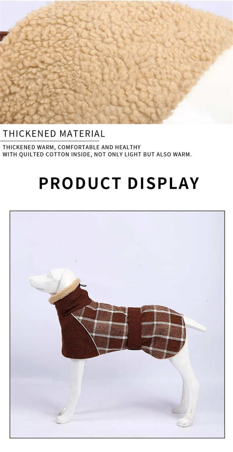 Plaid Winter Dog Jacket – Reflective & Windproof