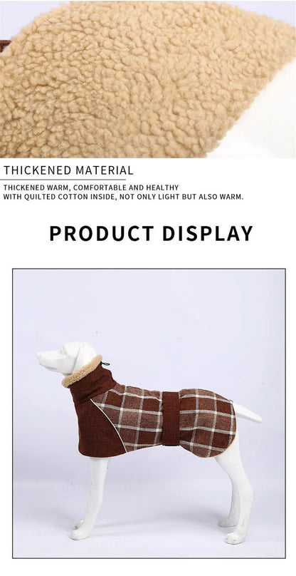 Plaid Winter Dog Jacket – Reflective & Windproof