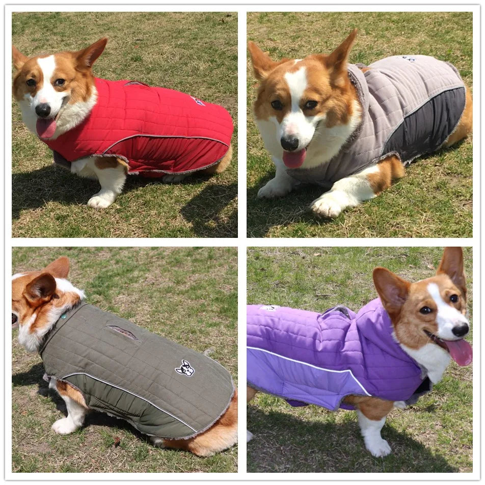 Thick Fleece Winter Dog Jacket – Reflective & Adjustable Coat