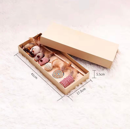 Interactive Cat Toy Set – Rods with Fleece Mouse Toys