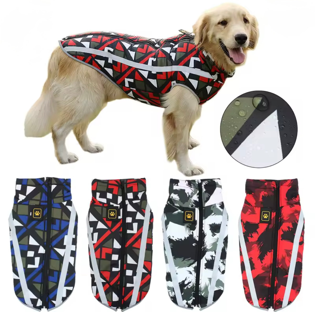 Waterproof Reflective Winter Dog Jacket for Large Breeds