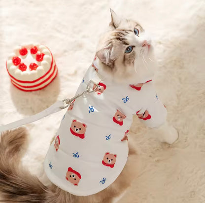 Style Bear Print Pet Coat – Warm Cotton Winter Outfit