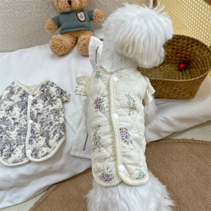 Ink Style Cotton Vest for Cats & Small Dogs – Soft & Windproof