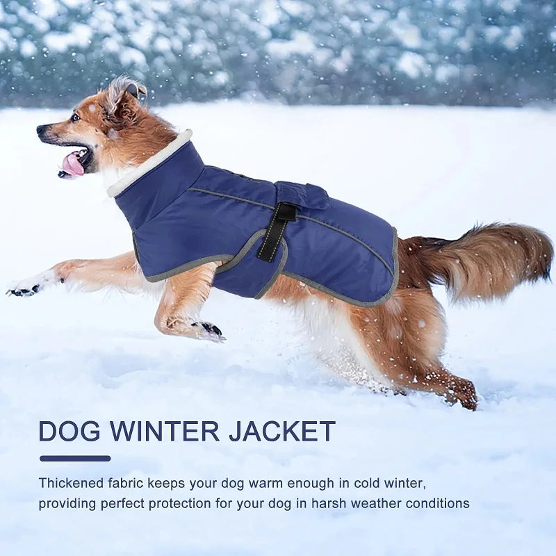 Reflective Winter Dog Jacket – Warm Corduroy Coat for Large Dogs