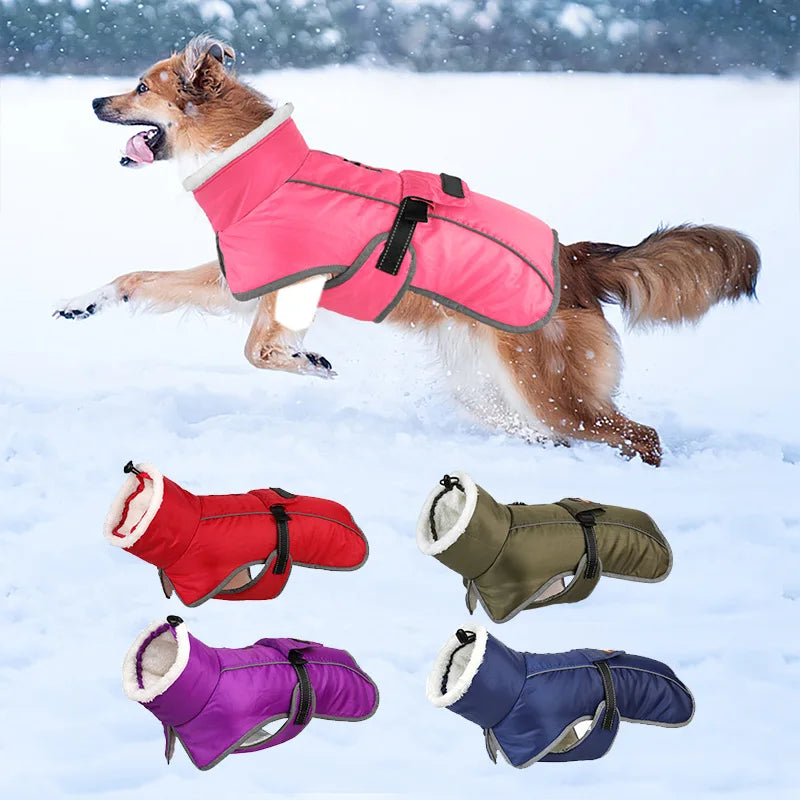 Reflective Winter Dog Jacket – Warm Corduroy Coat for Large Dogs
