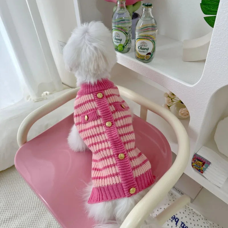 Striped Warm Dog Sweater – Cozy Winter Outfit for Small Dogs