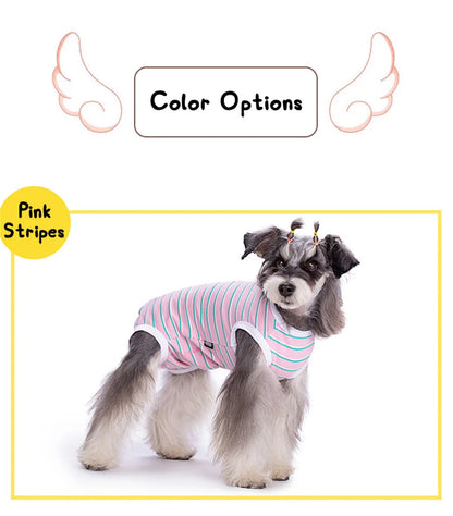 Striped Dog Recovery Suit – Soft Post-Surgery Shirt for Small Dogs