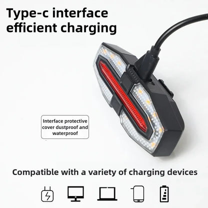 USB Bike Tail Light with Turn Signals – Waterproof, Remote-Controlled