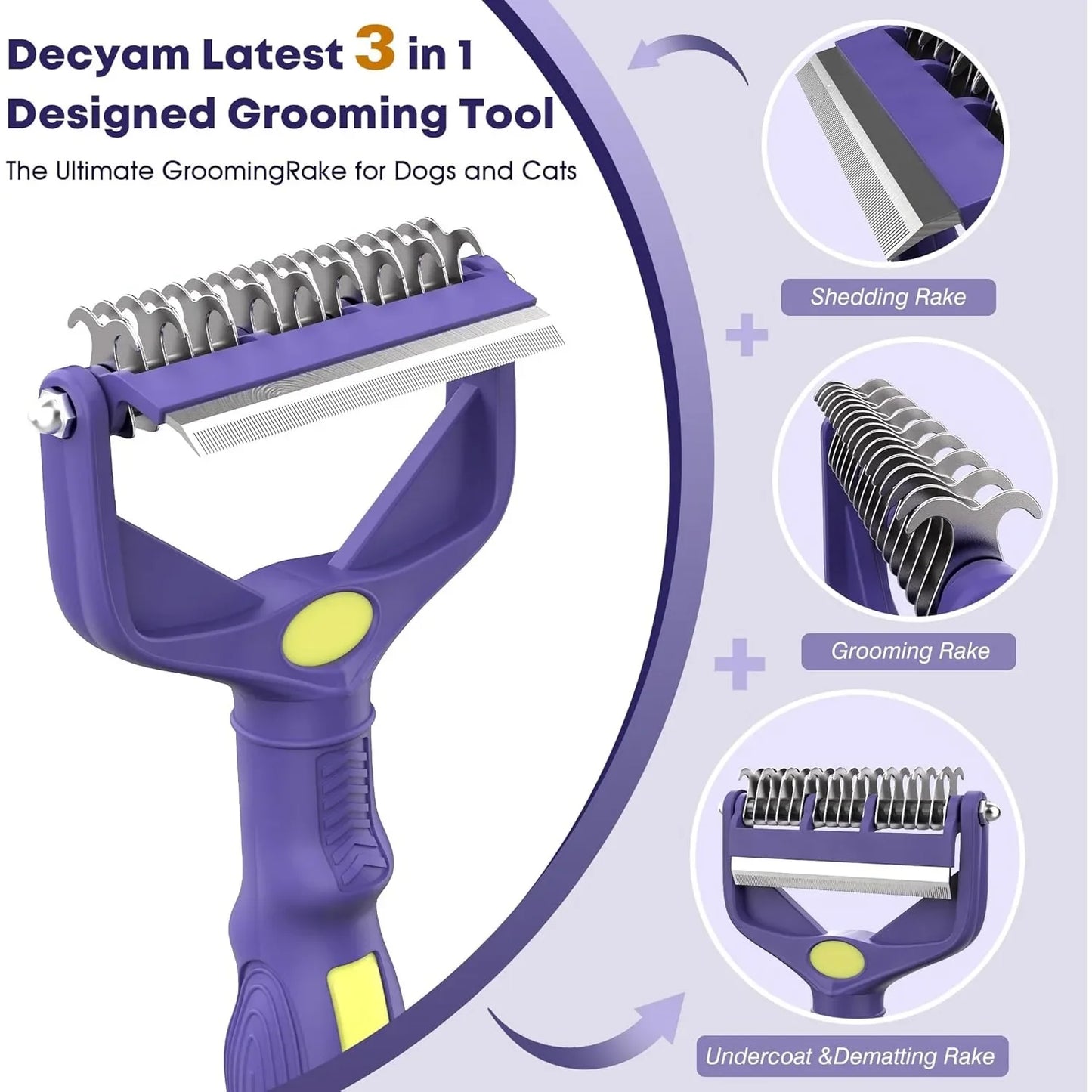 3-in-1 Pet Grooming Brush – Deshedding & Dematting Comb