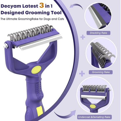 3-in-1 Pet Grooming Brush – Deshedding & Dematting Comb