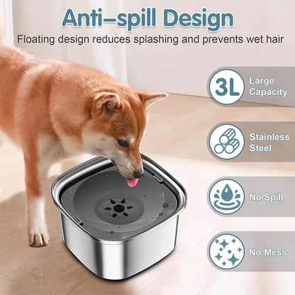 3L Stainless Steel Dog Bowl – Anti-Splash Water Dish