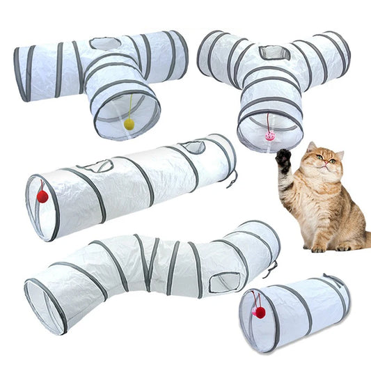 Foldable Cat Tunnel Toy - Interactive Tube for Cats & Rabbits