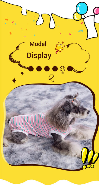 Striped Dog Recovery Suit – Soft Post-Surgery Shirt for Small Dogs