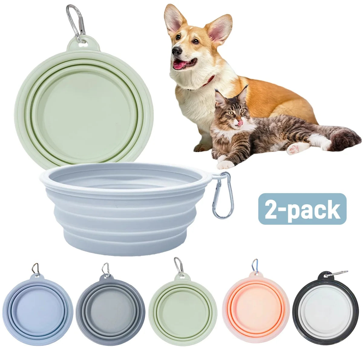 PawSip™ Travel Bowls - Collapsible 2-Pack