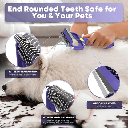 3-in-1 Pet Grooming Brush – Deshedding & Dematting Comb