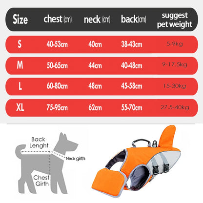 Shark Fin Dog Life Jacket – Adjustable Summer Swim Vest for Dogs