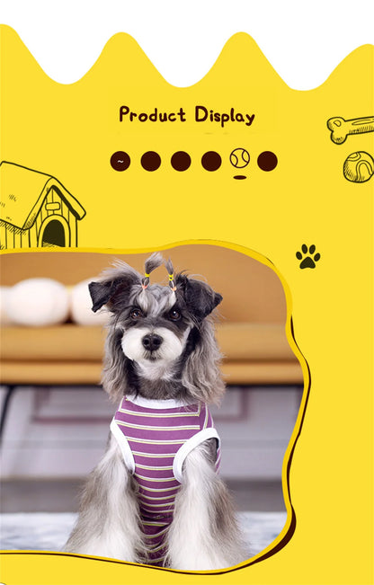 Striped Dog Recovery Suit – Soft Post-Surgery Shirt for Small Dogs