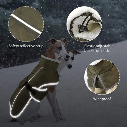Reflective Winter Dog Jacket – Warm Corduroy Coat for Large Dogs