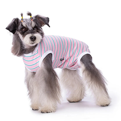 Striped Dog Recovery Suit – Soft Post-Surgery Shirt for Small Dogs