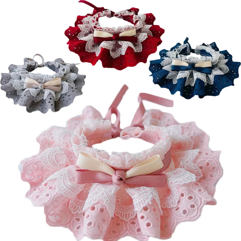 Bowtie Lace Collar - Adjustable Pet Bibs & Bandanas