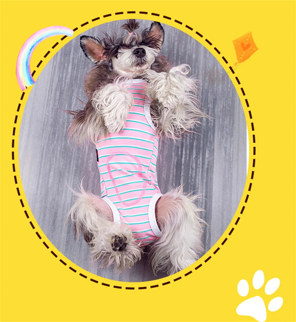 Striped Dog Recovery Suit – Soft Post-Surgery Shirt for Small Dogs