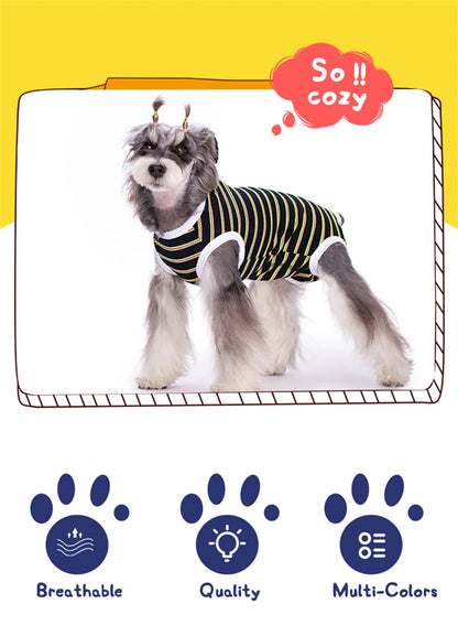 Striped Dog Recovery Suit – Soft Post-Surgery Shirt for Small Dogs