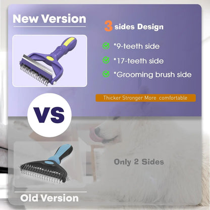 3-in-1 Pet Grooming Brush – Deshedding & Dematting Comb