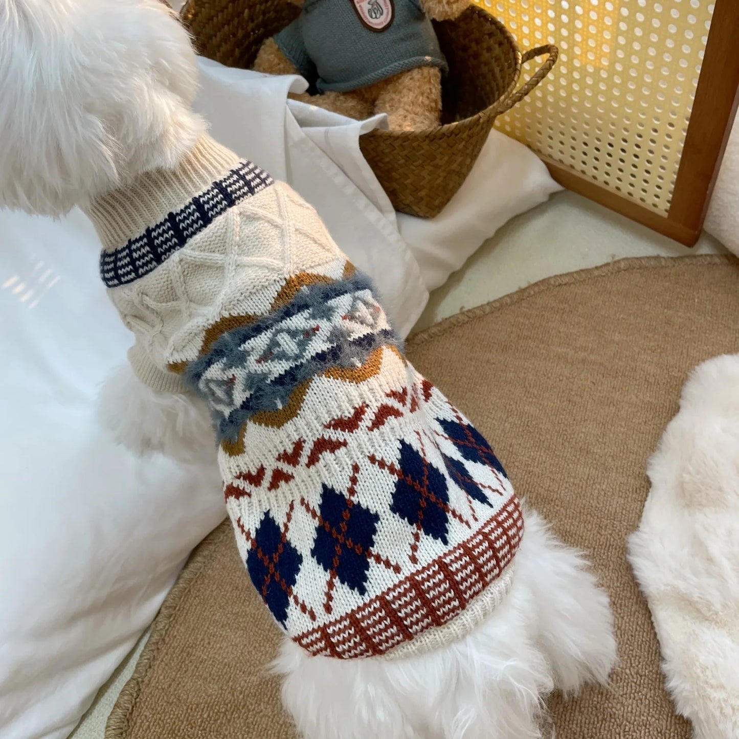 Striped Warm Dog Sweater – Cozy Winter Outfit for Small Dogs