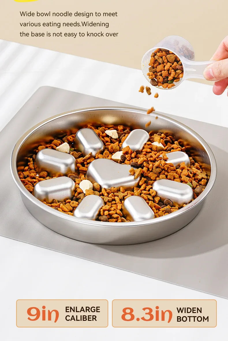 Stainless Steel Slow Feeder Dog Bowl – Non-Slip, Large Capacity