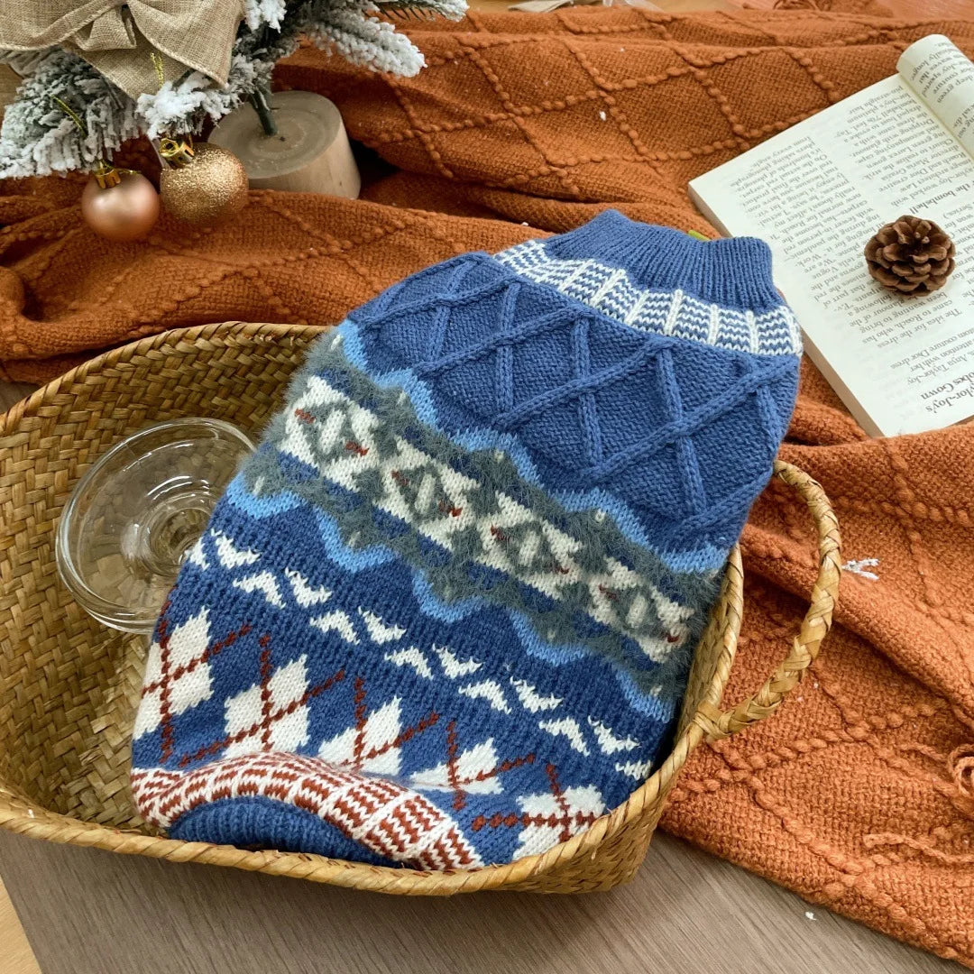 Striped Warm Dog Sweater – Cozy Winter Outfit for Small Dogs