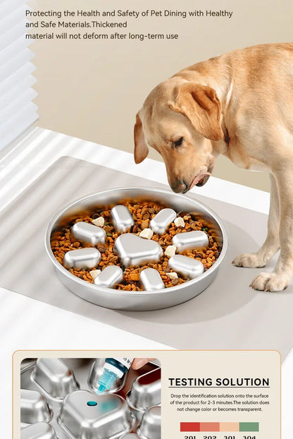 Stainless Steel Slow Feeder Dog Bowl – Non-Slip, Large Capacity