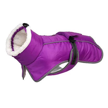 Reflective Winter Dog Jacket – Warm Corduroy Coat for Large Dogs