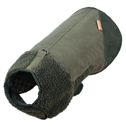 Sherpa Suede Dog Coat - Adjustable Warm Fleece Winter Jacket