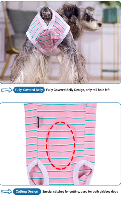 Striped Dog Recovery Suit – Soft Post-Surgery Shirt for Small Dogs