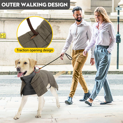 British Style Plaid Dog Jacket – Warm Adjustable Winter Coat