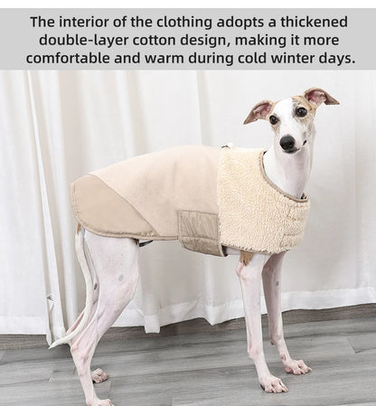 Sherpa Suede Dog Coat - Adjustable Warm Fleece Winter Jacket