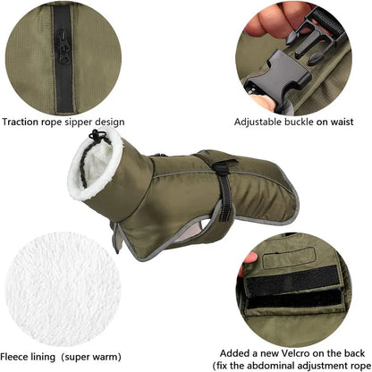 Reflective Winter Dog Jacket – Warm Corduroy Coat for Large Dogs