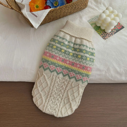 Striped Warm Dog Sweater – Cozy Winter Outfit for Small Dogs