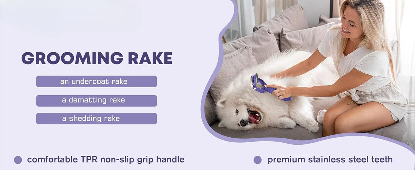 3-in-1 Pet Grooming Brush – Deshedding & Dematting Comb