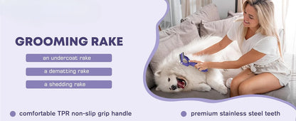 3-in-1 Pet Grooming Brush – Deshedding & Dematting Comb